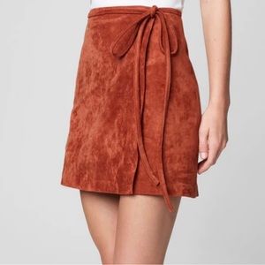 Suede wrap mini skirt